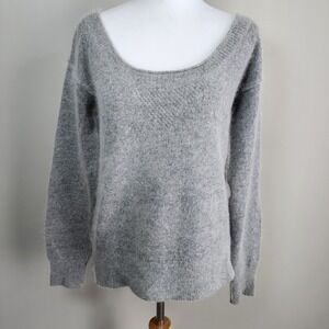 Moda International Angora Wool Blend Sweater Womens Small Knit Fuzzy‎ Soft Grey